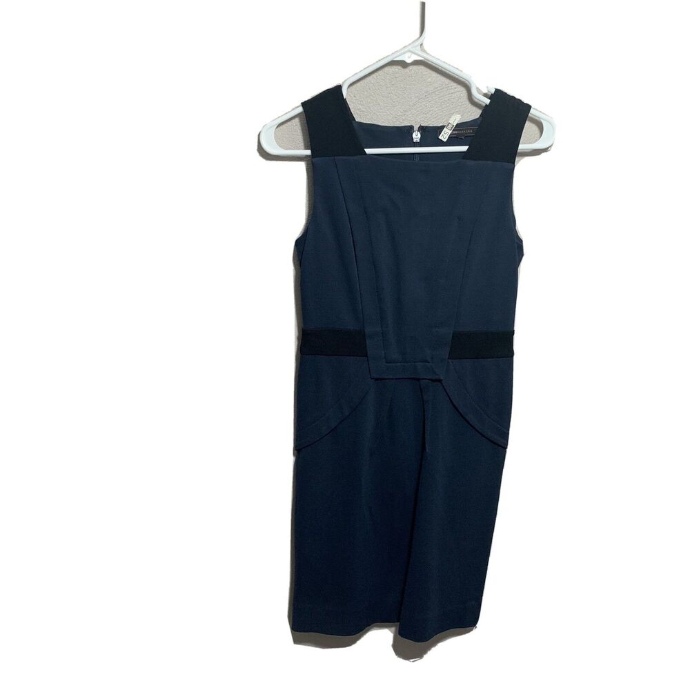 BCBG Maxazria Navy Blue Black Sleeveless Dress Sz Small